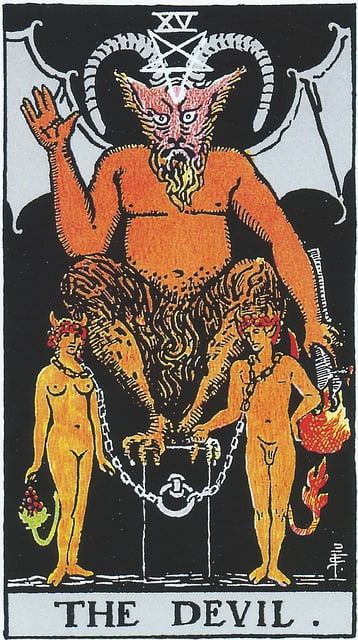 Imagen representativa de El Diablo en el Tarot de Rider Waite